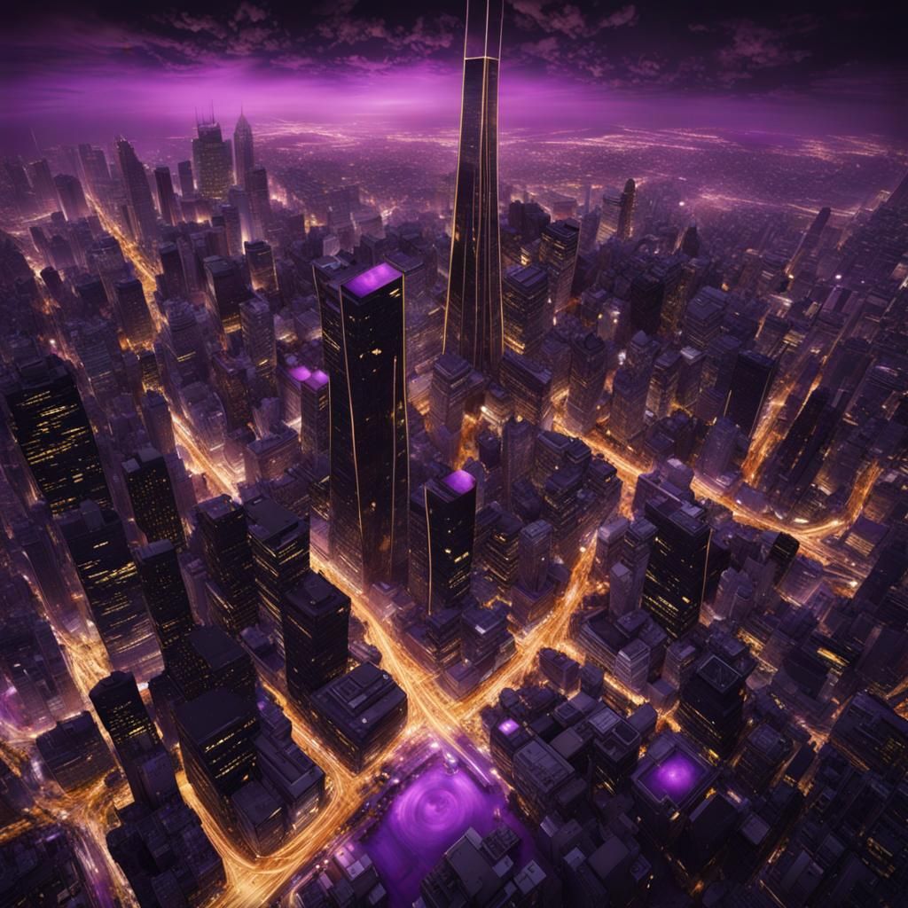 Tokyo Apocalypse: Black, Purple, and Gold Blown Glass