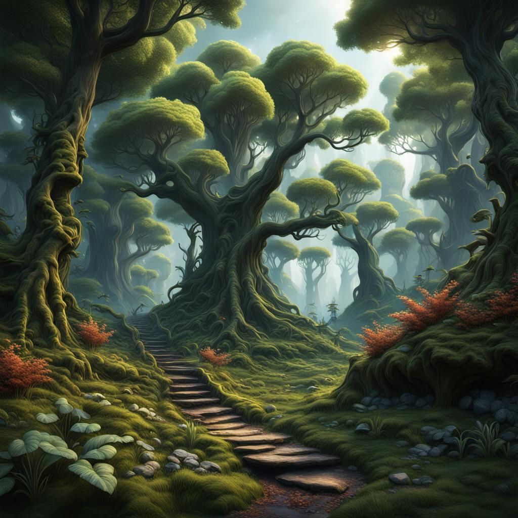 Fantastical Venusian Woodland Forest Concept Art