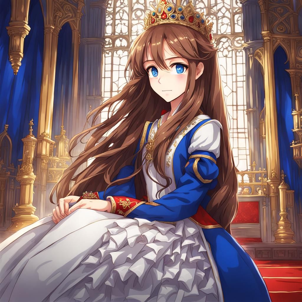 Anime Style Princess in Castle Throne Room