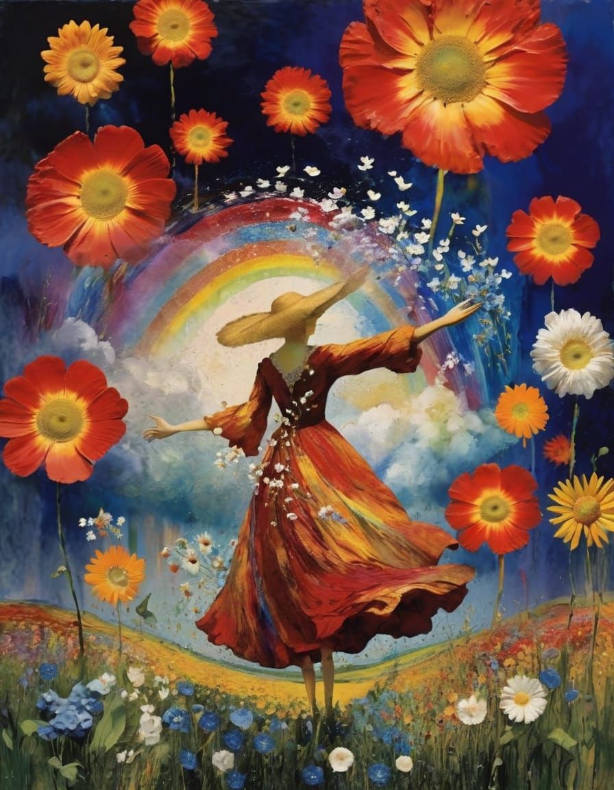 Summer Flowers and Rainbows: Expressionist Impasto Painting