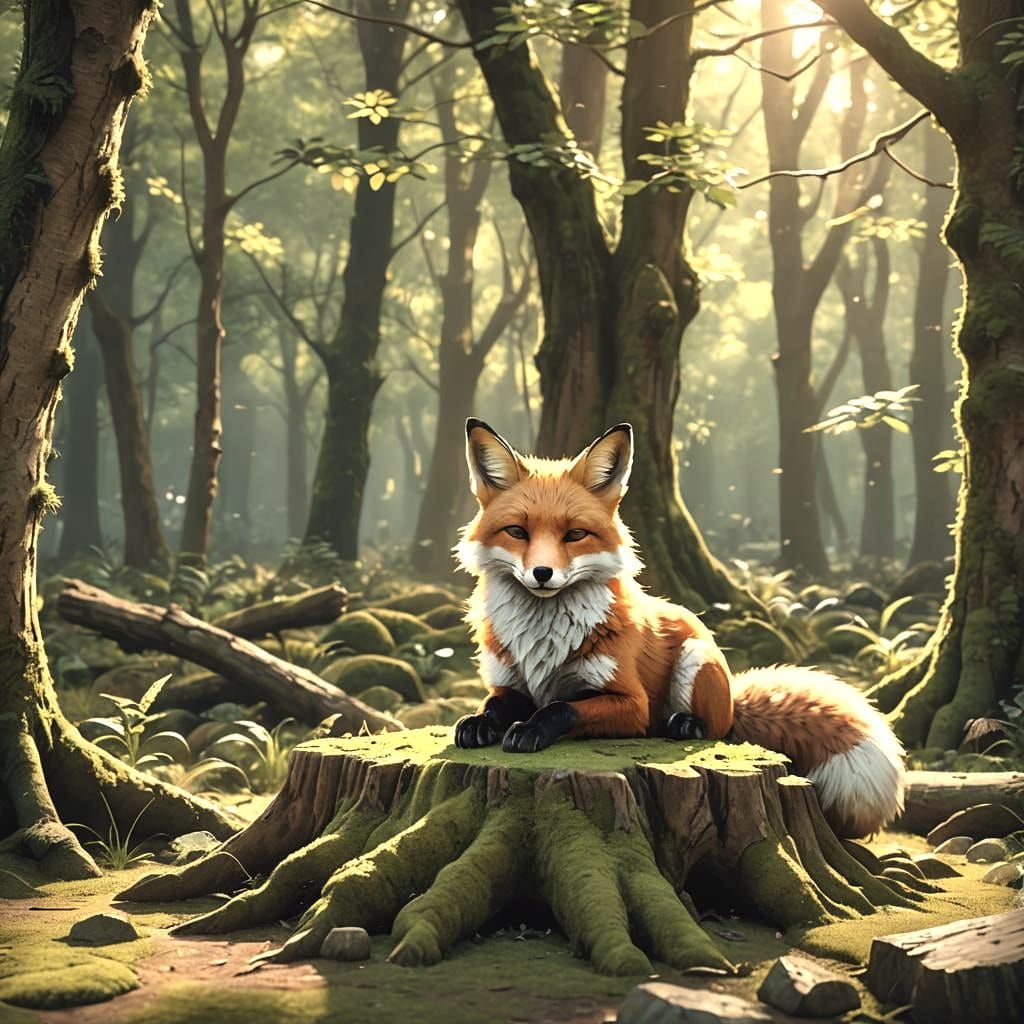 Sleepy Fox in 3D Anime Art Style