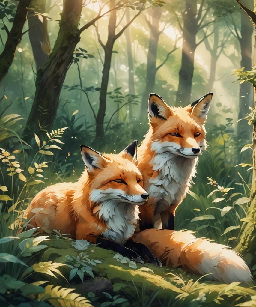 Sleepy Anime Fox: 3D Rendered Art