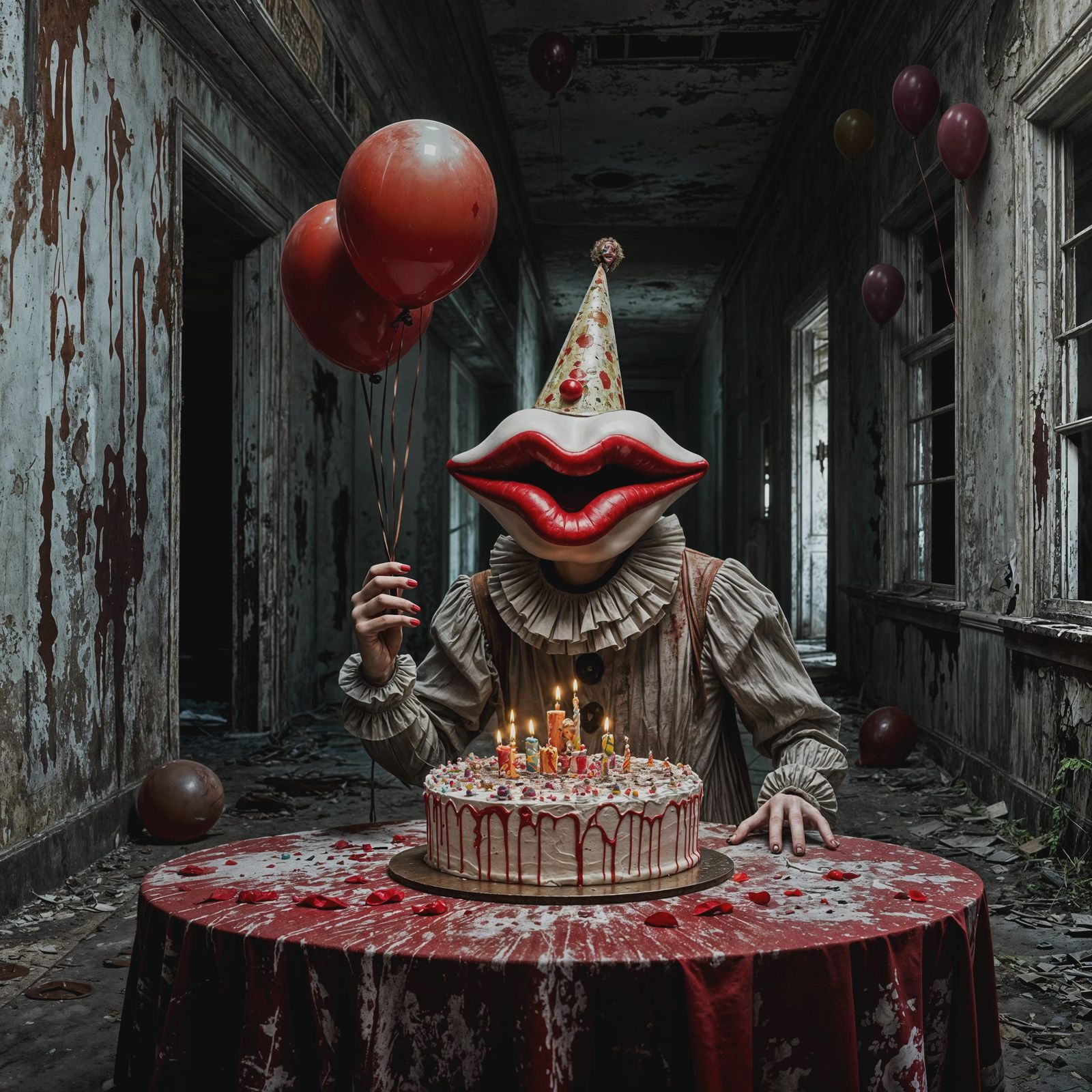 Clown with Lip Head at Abandoned House