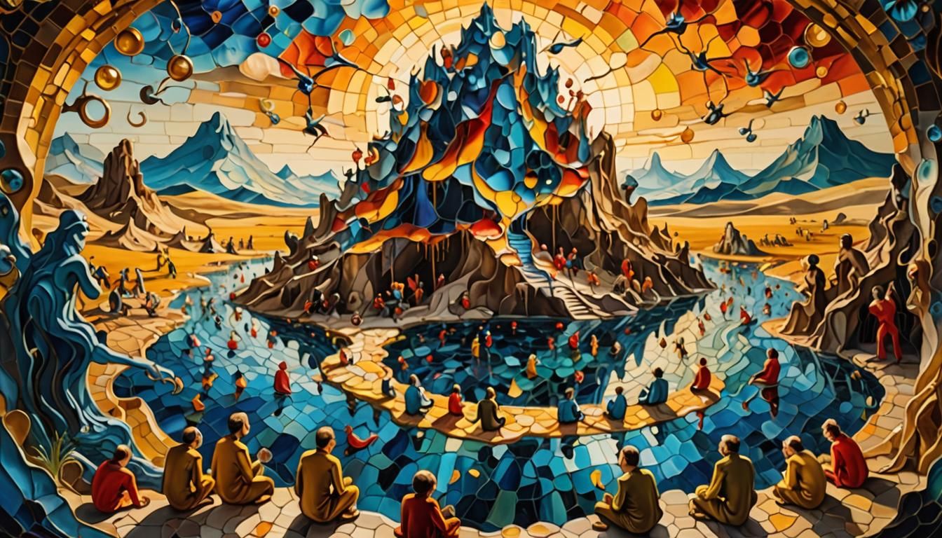 Surreal Monkey Mosaic Man: A Dali-esque Dreamscape