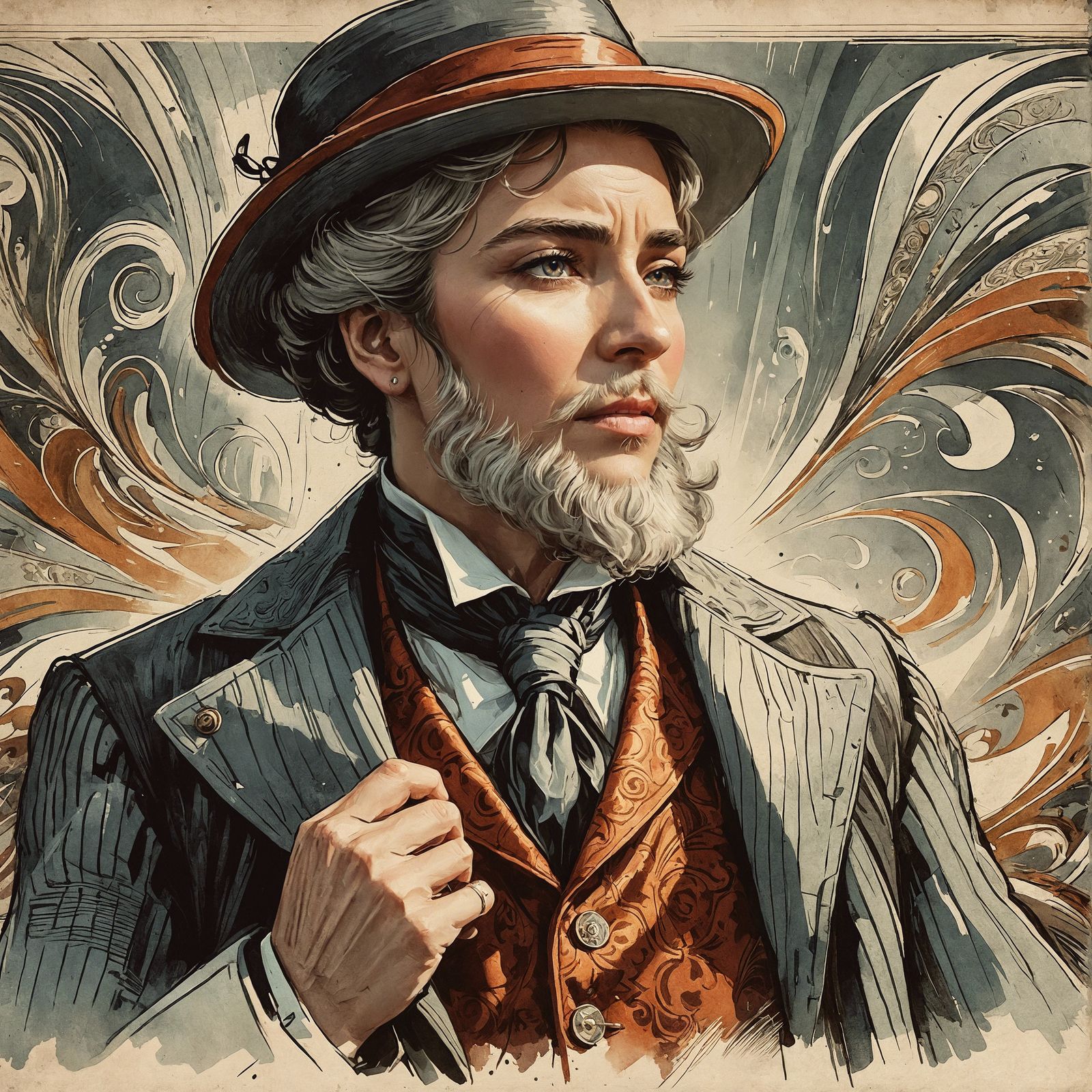 Expressive Character Portrait in 19th Century Style