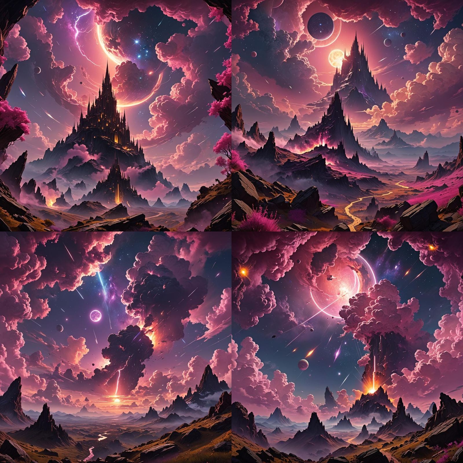 Meteoric Universe Genesis in Dark Fantasy Style