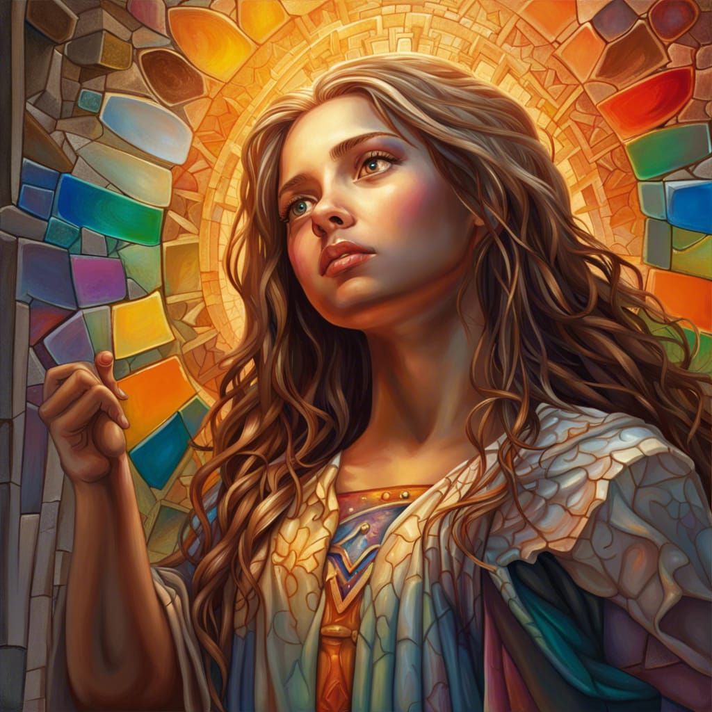 Girl Holding Open Bible with Cross: Hyperrealistic Art