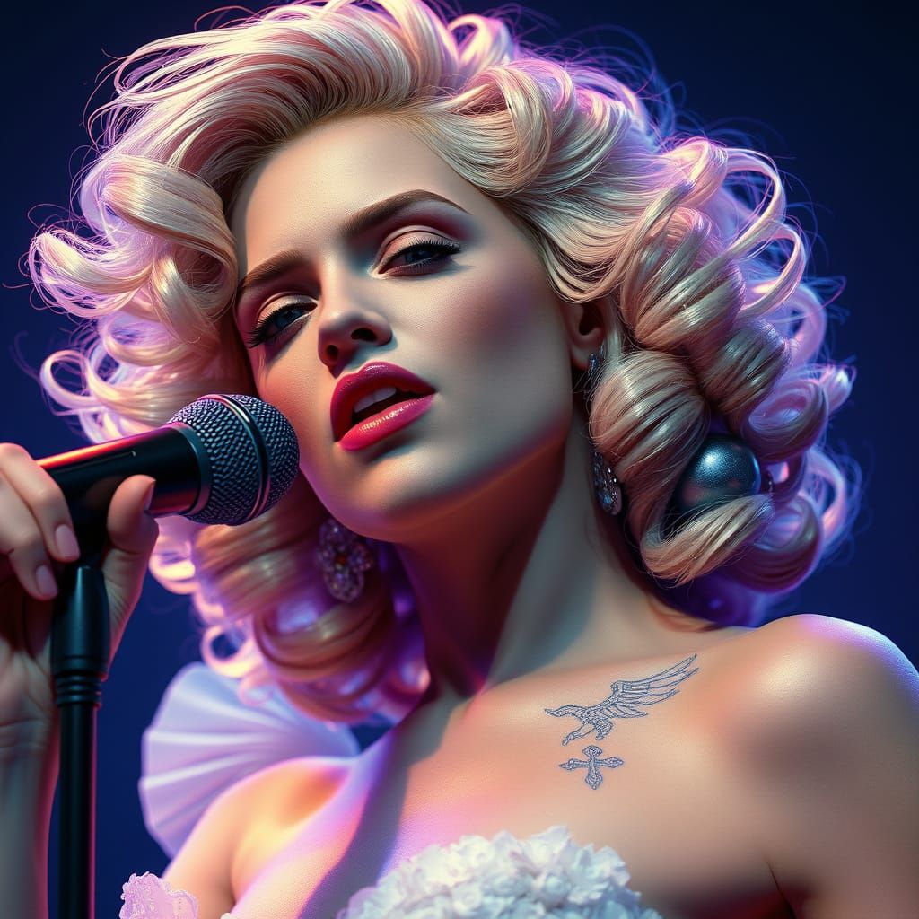 Vibrant Blonde Icon Sings with Strength and Beauty