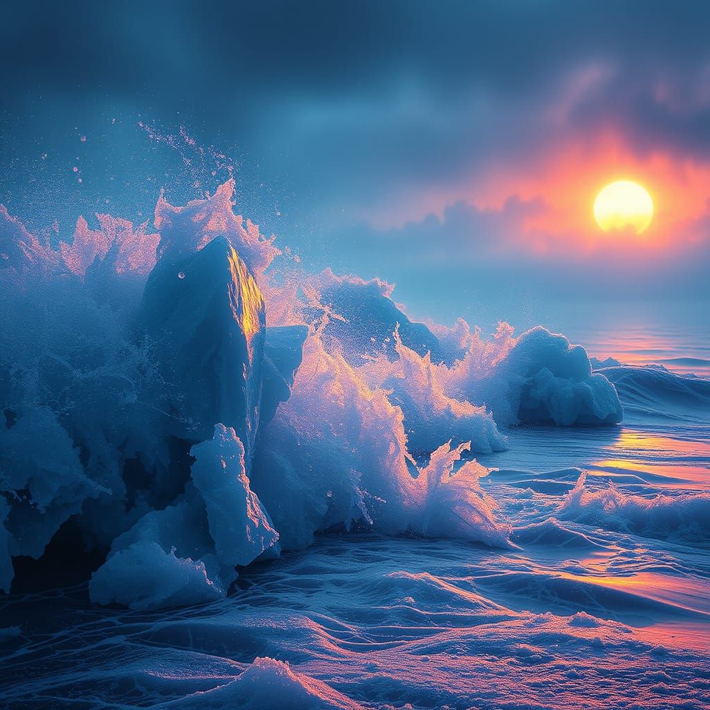 Frozen, Misty Coastal Scene in 8K Concept Art