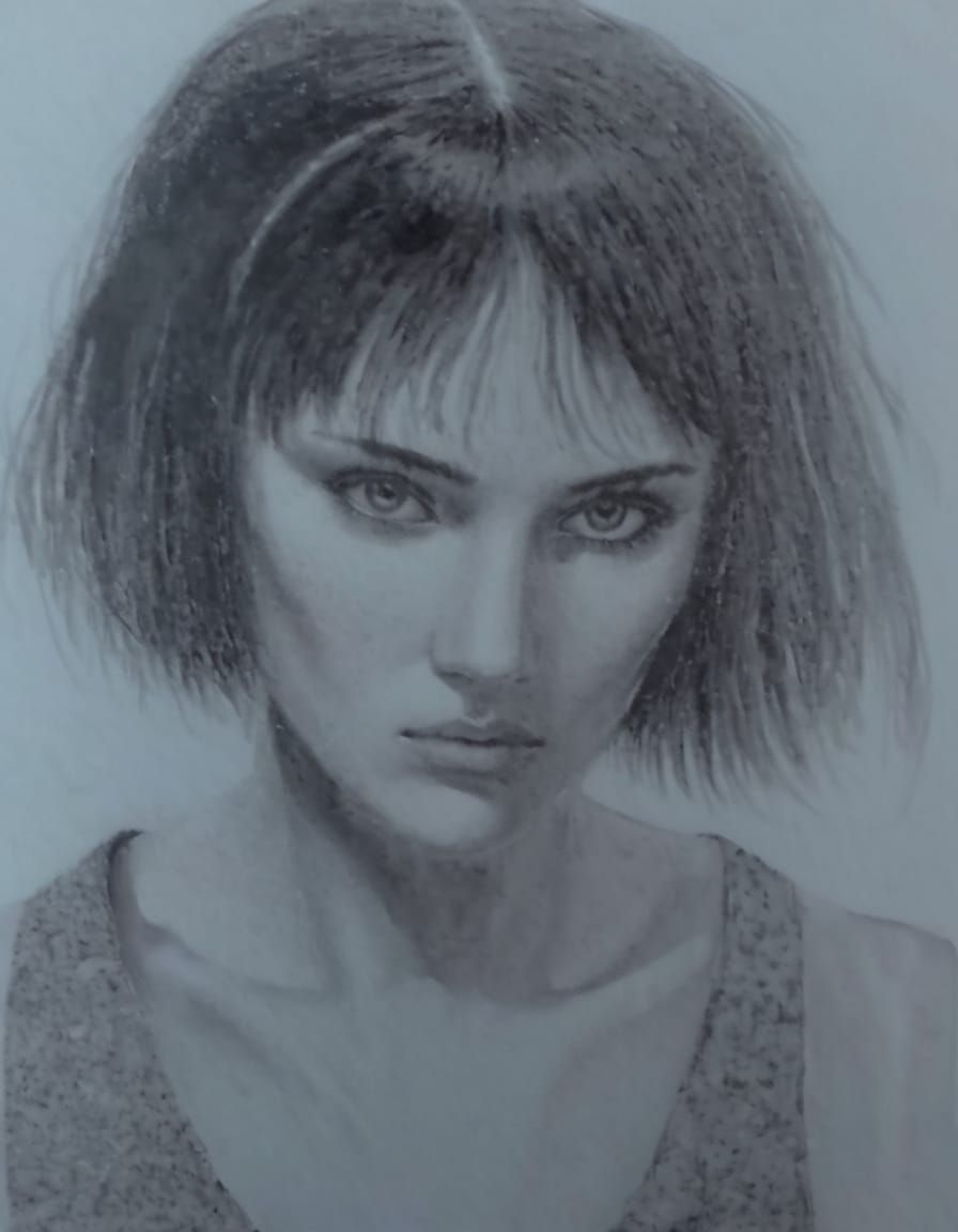 Gothgirl Portrait in High Contrast Impasto Style