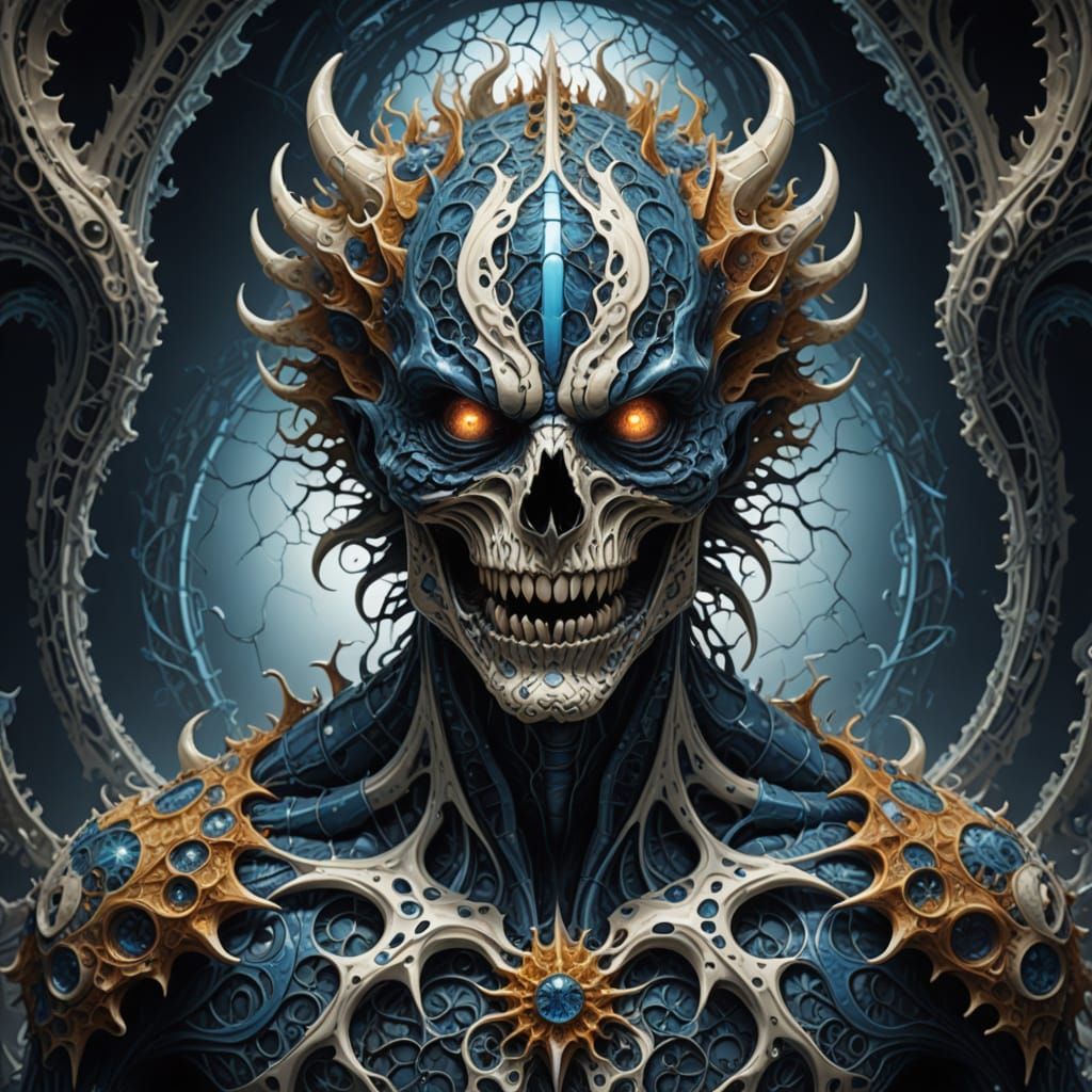 Surreal Monster in Dark Catacombs