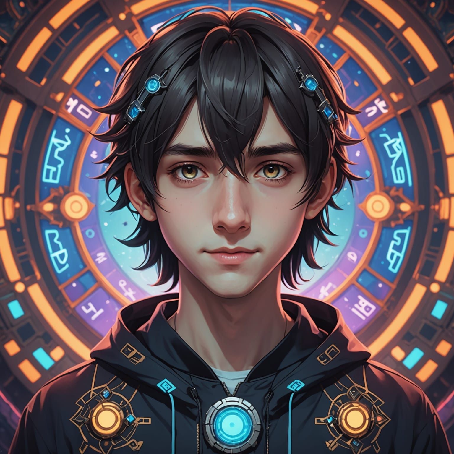 Anime-Inspired Russian Roulette in Art Nouveau Style