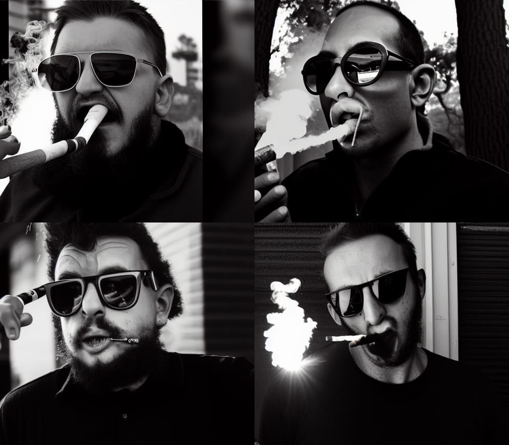 Man Smoking Blunt in Sunglasses
