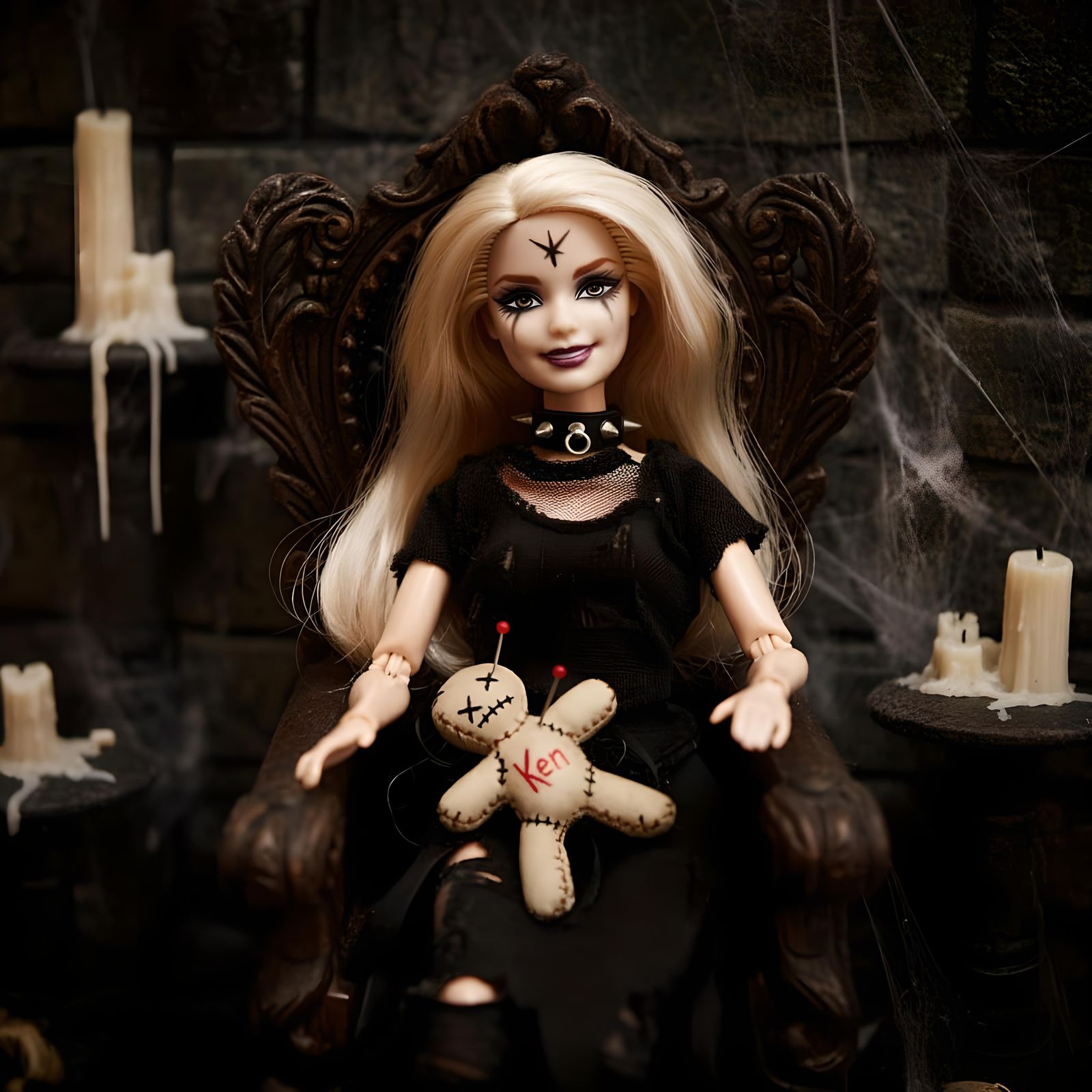 Goth Barbie Doll Summons Satan in Dungeon