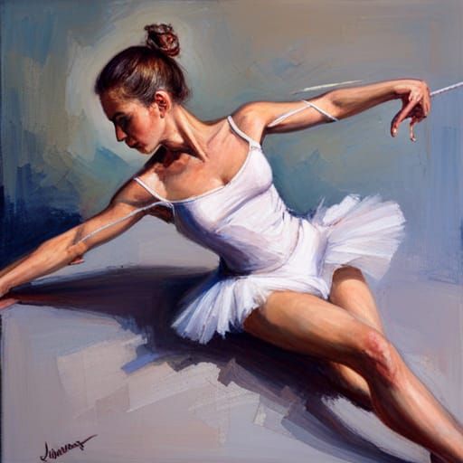 Ballet Dancer as Marionette in Oil Painting