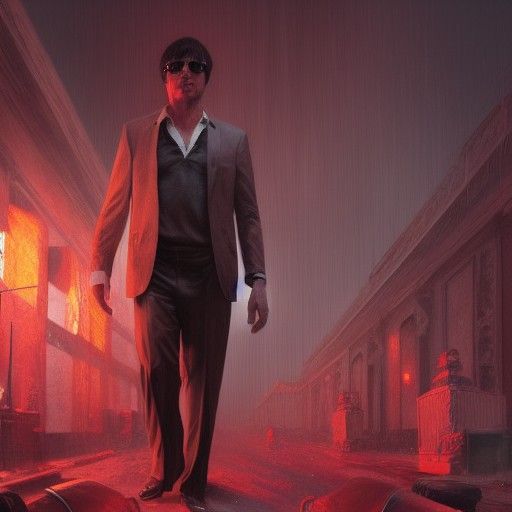 Menacing Man in Suit, Dark Fantasy Concept Art