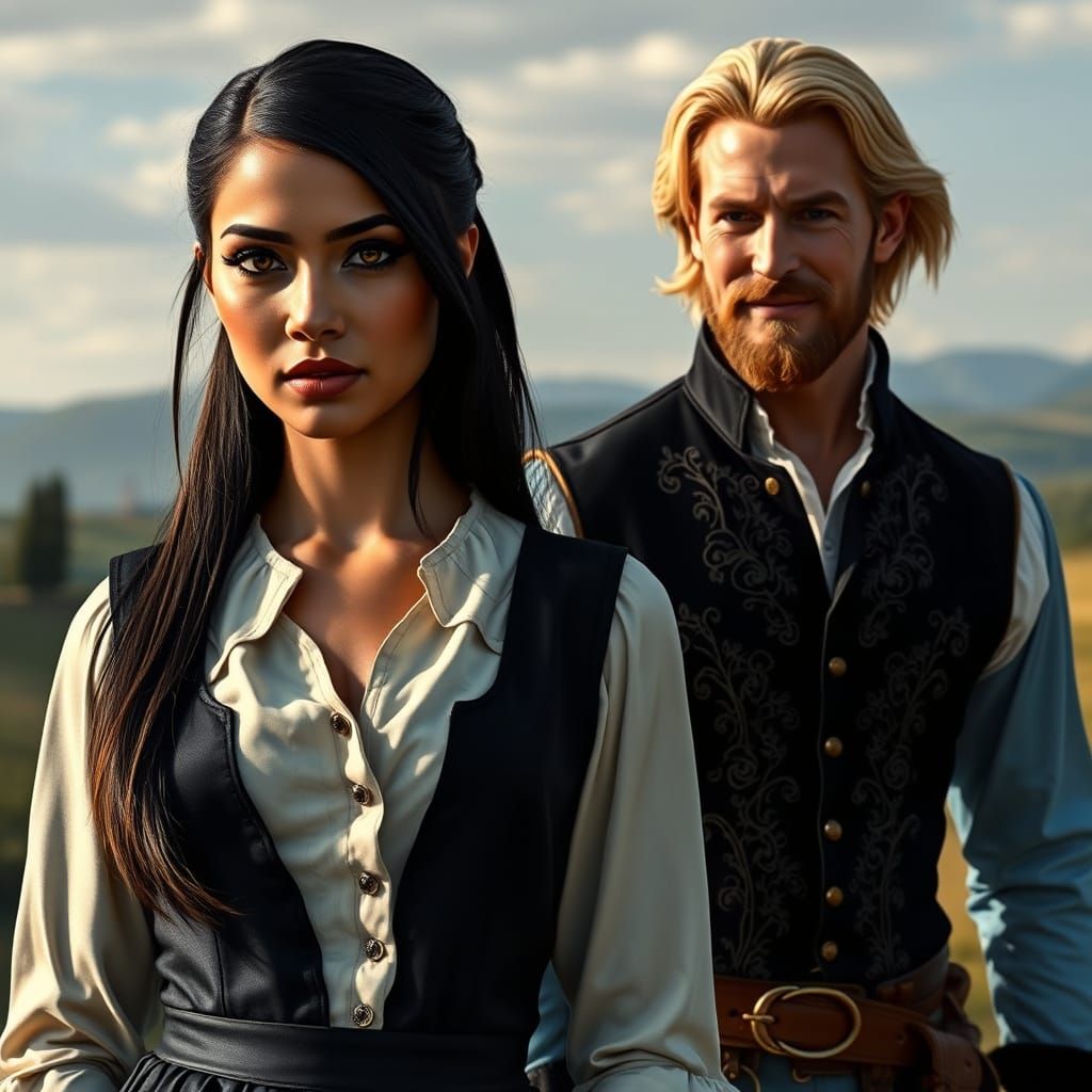 Musketeer Woman in Tuscany: A Digital Painting