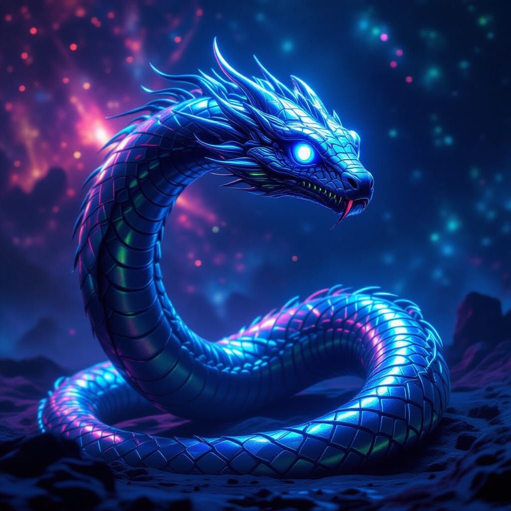 Futuristic Space Serpent in Biomechanical Style