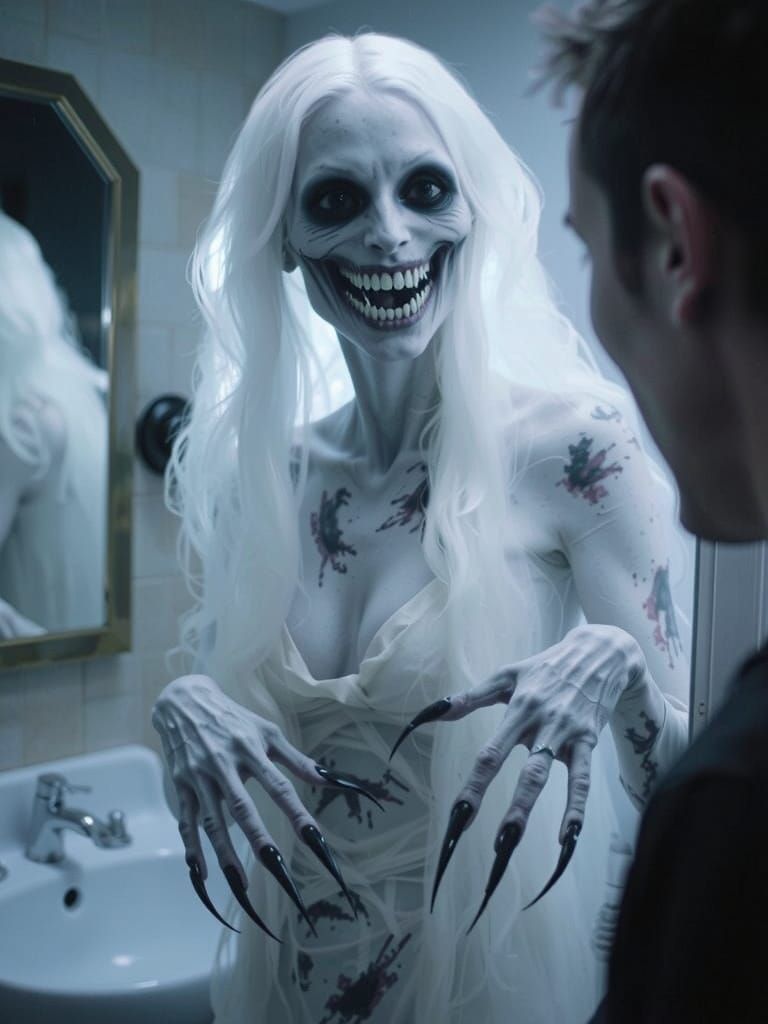 Bloody Mary Reflection in Dark Surrealism Style