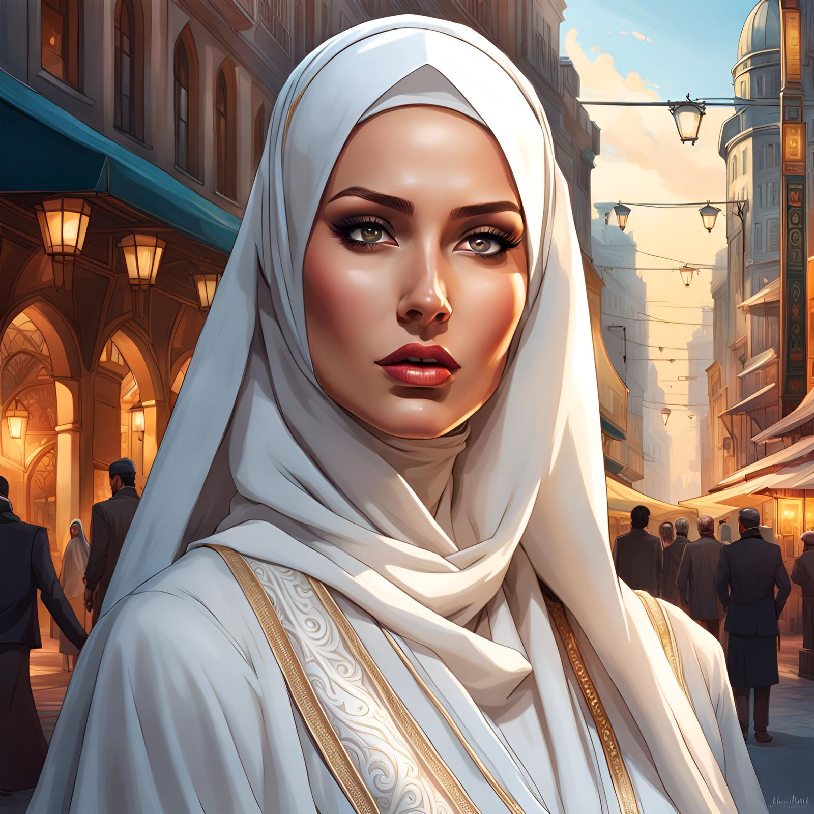 Elegant Woman in Hijab: Hyperdetailed Portrait
