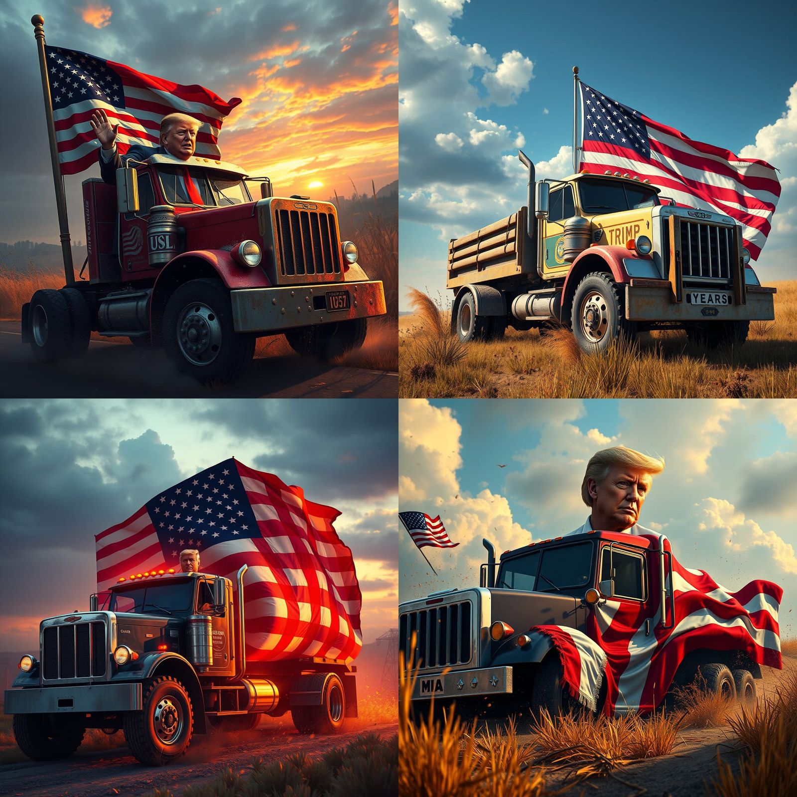Donald Trump Cleans Up in USA Flag Truck