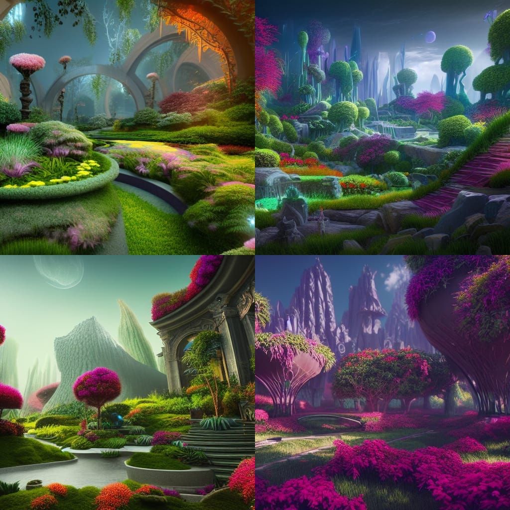 Futuristic Garden in Detailed Matte Painting