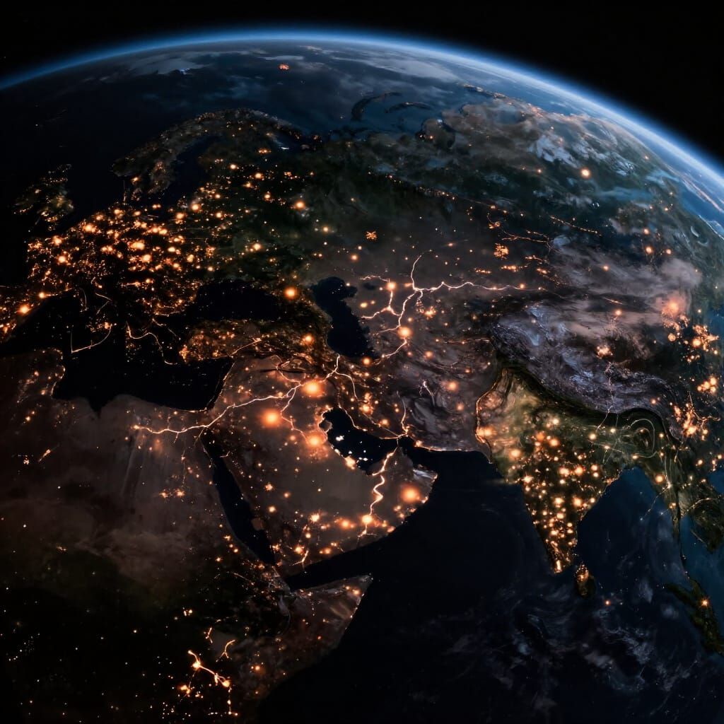 Earth at Night: Orange City Lights Seen From Space