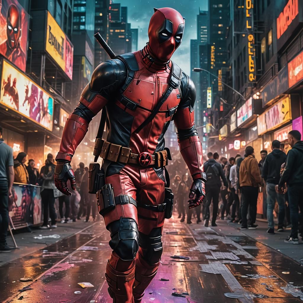 Hyperrealistic Deadpool Catwalk Splash Art