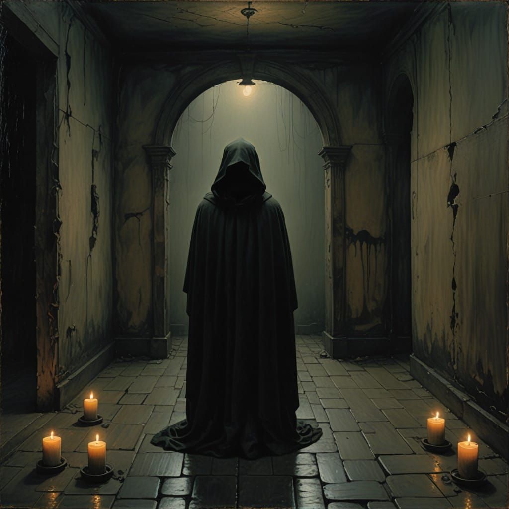 Sorrowful Figure Lost in Dark Contemplation