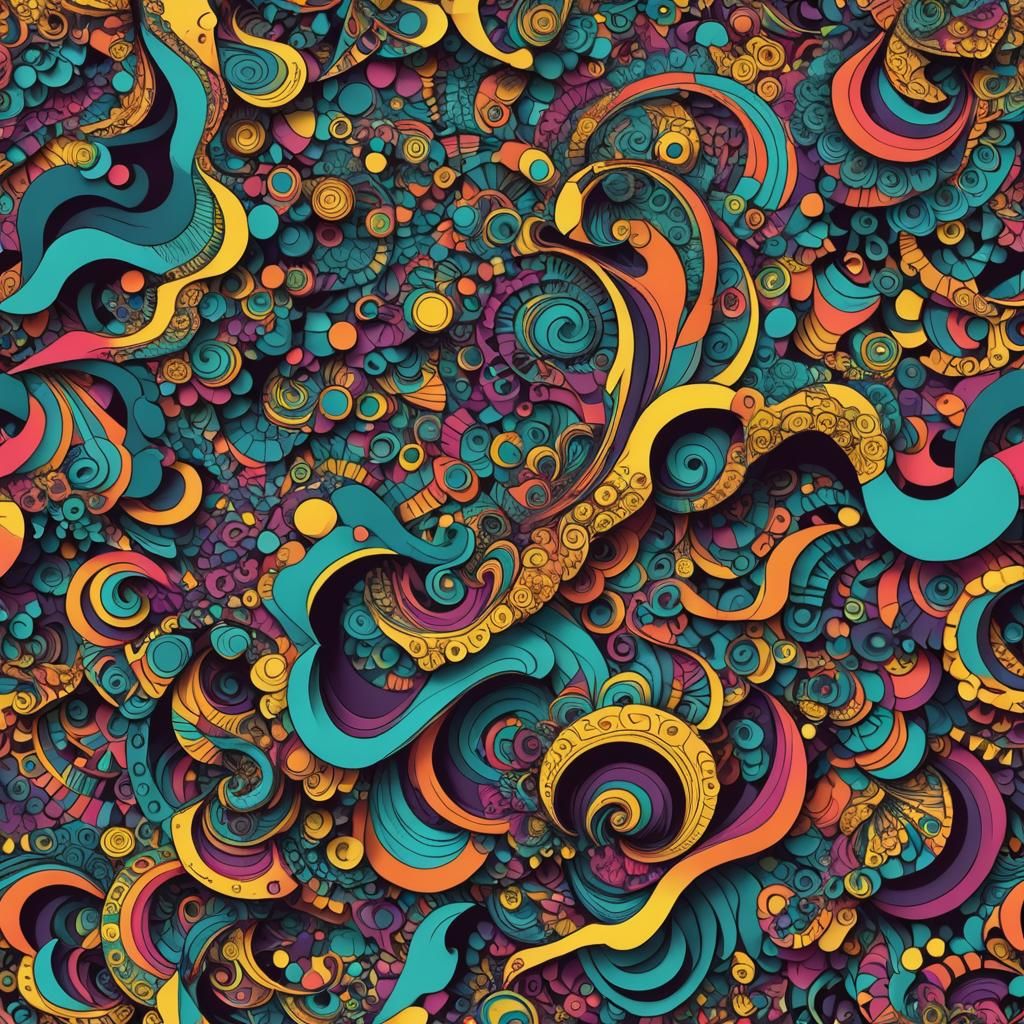 Vibrant Abstract Design with 80s and 90s Elements