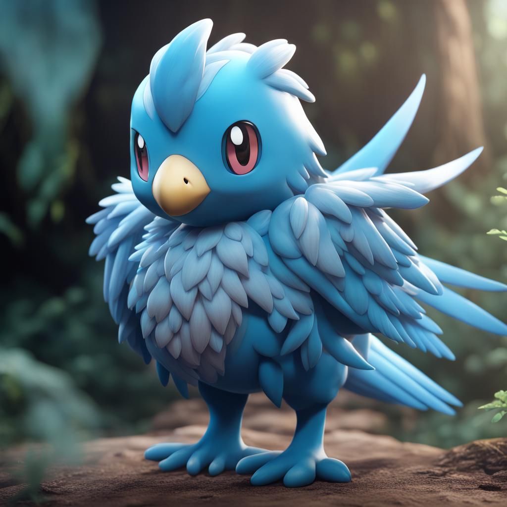 Hyperrealistic Chibi Articuno: Detailed Fantasy Concept Art