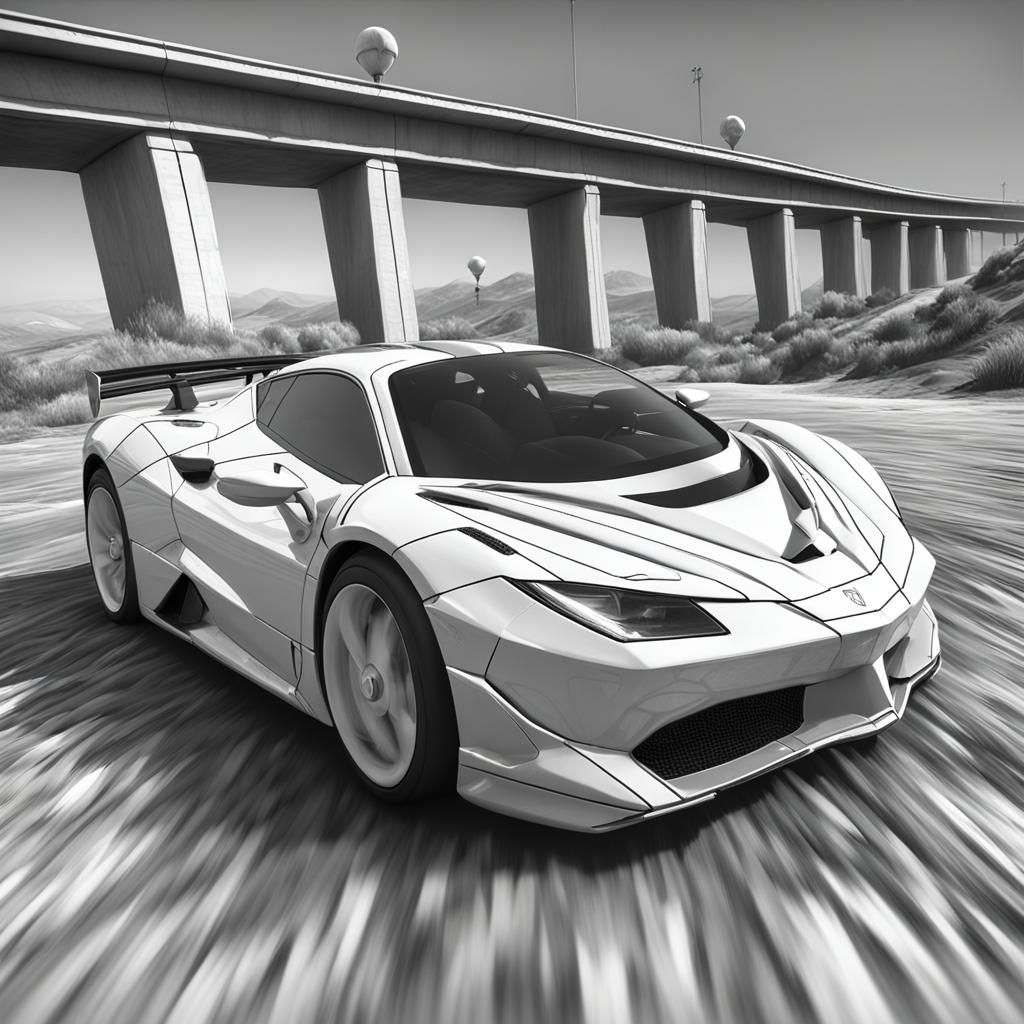 Ferrari Coloring Page in 3D Cinematic Style