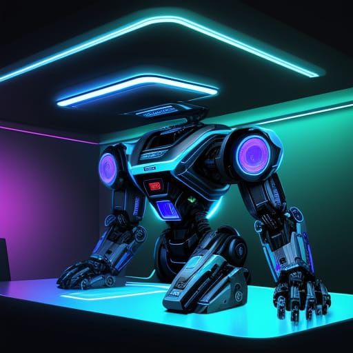 Futuristic Robotic Purse Concept Art in Neon Colors