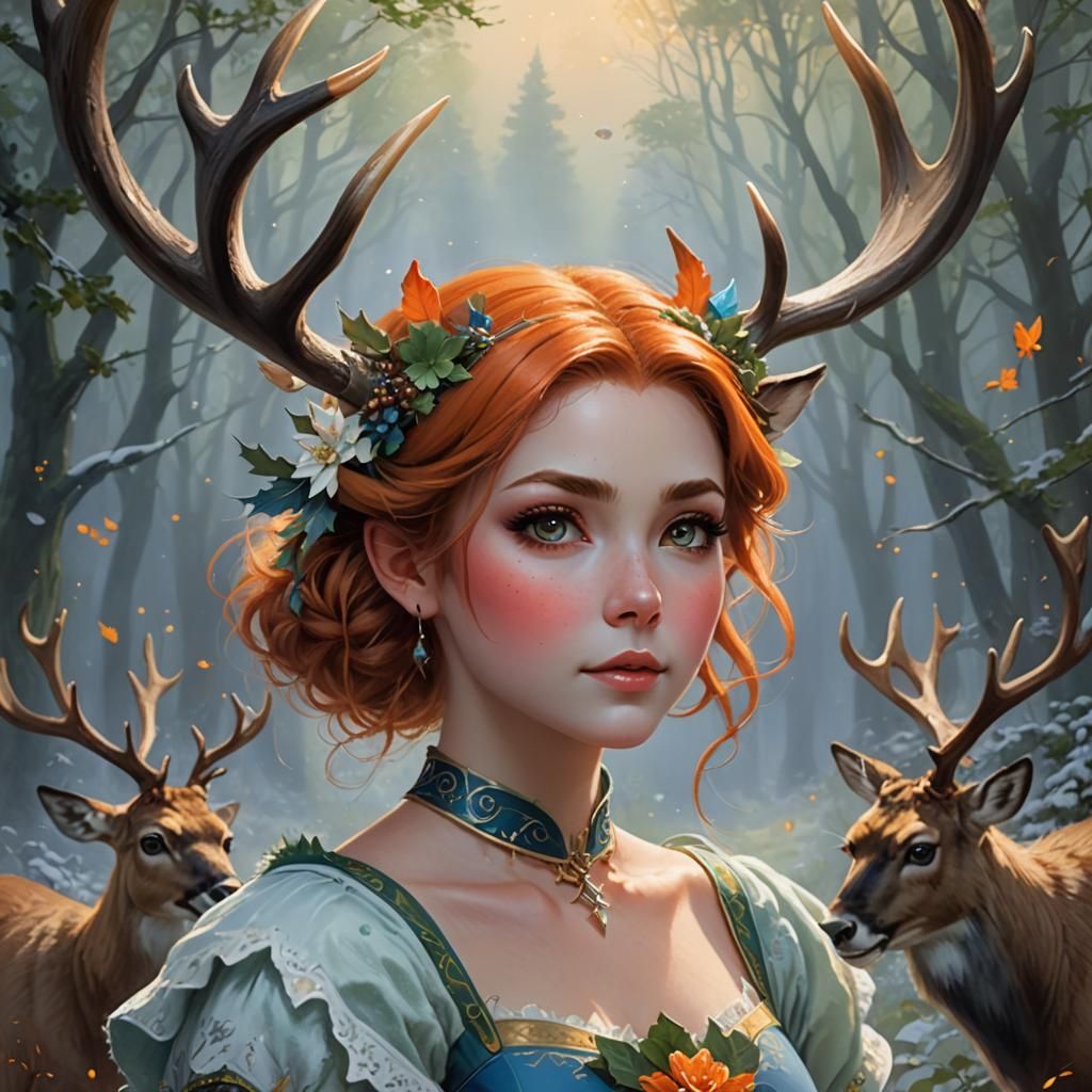 Ethereal Fantasy Portrait of a Girl with Tanuki Ears