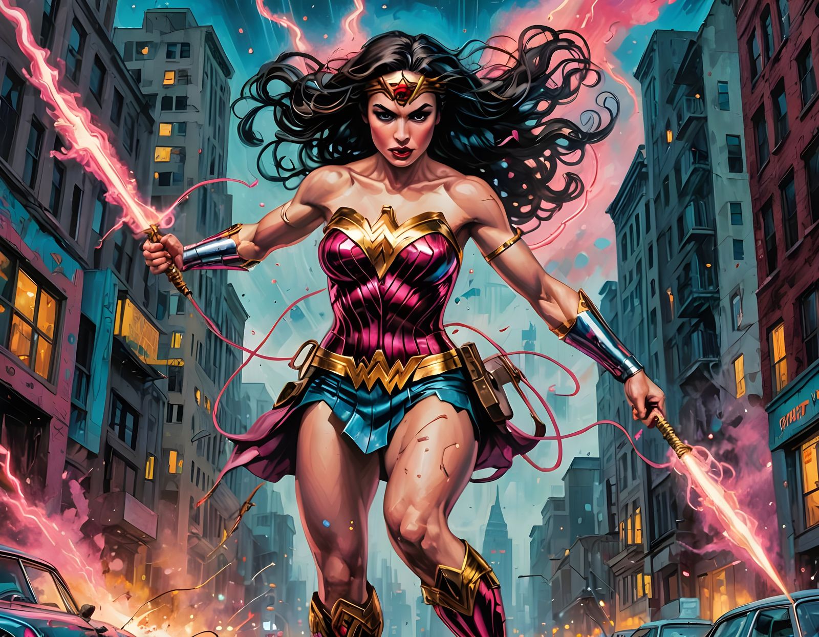 Wonder Woman in Classic Comic Book Style