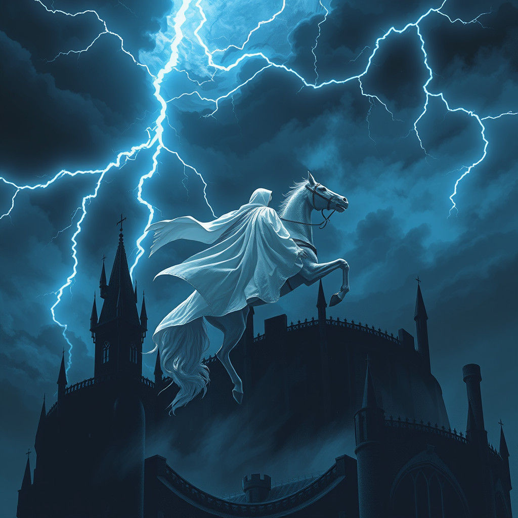 Ghost Rider Over Black Castle Illustration