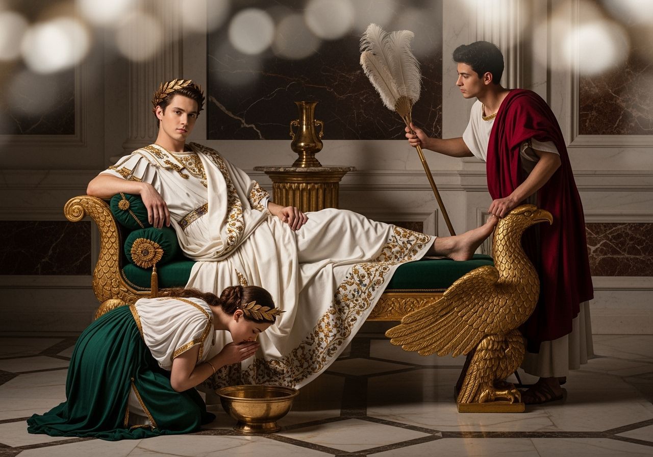 Opulent Roman Emperor in Lavish Palace Room
