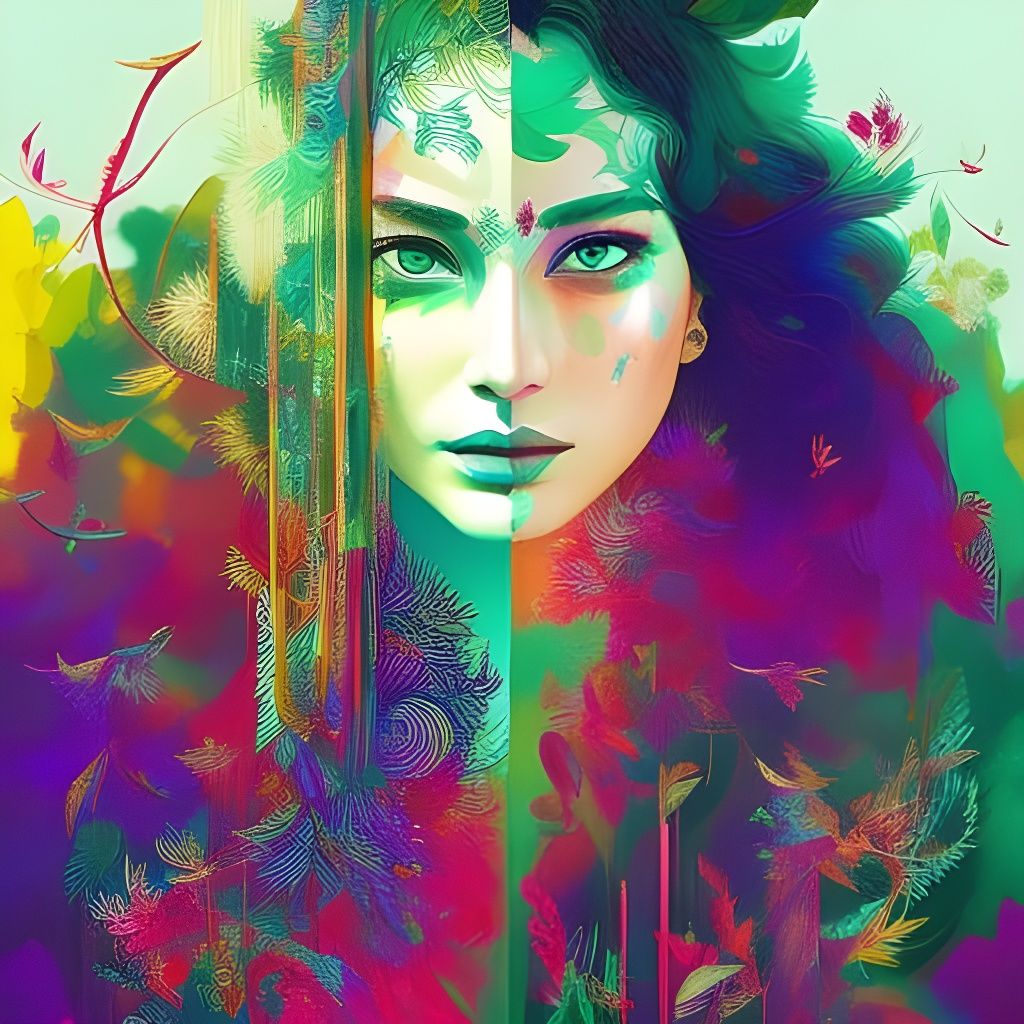 Split Screen Mirror Image of a Beautiful Woman