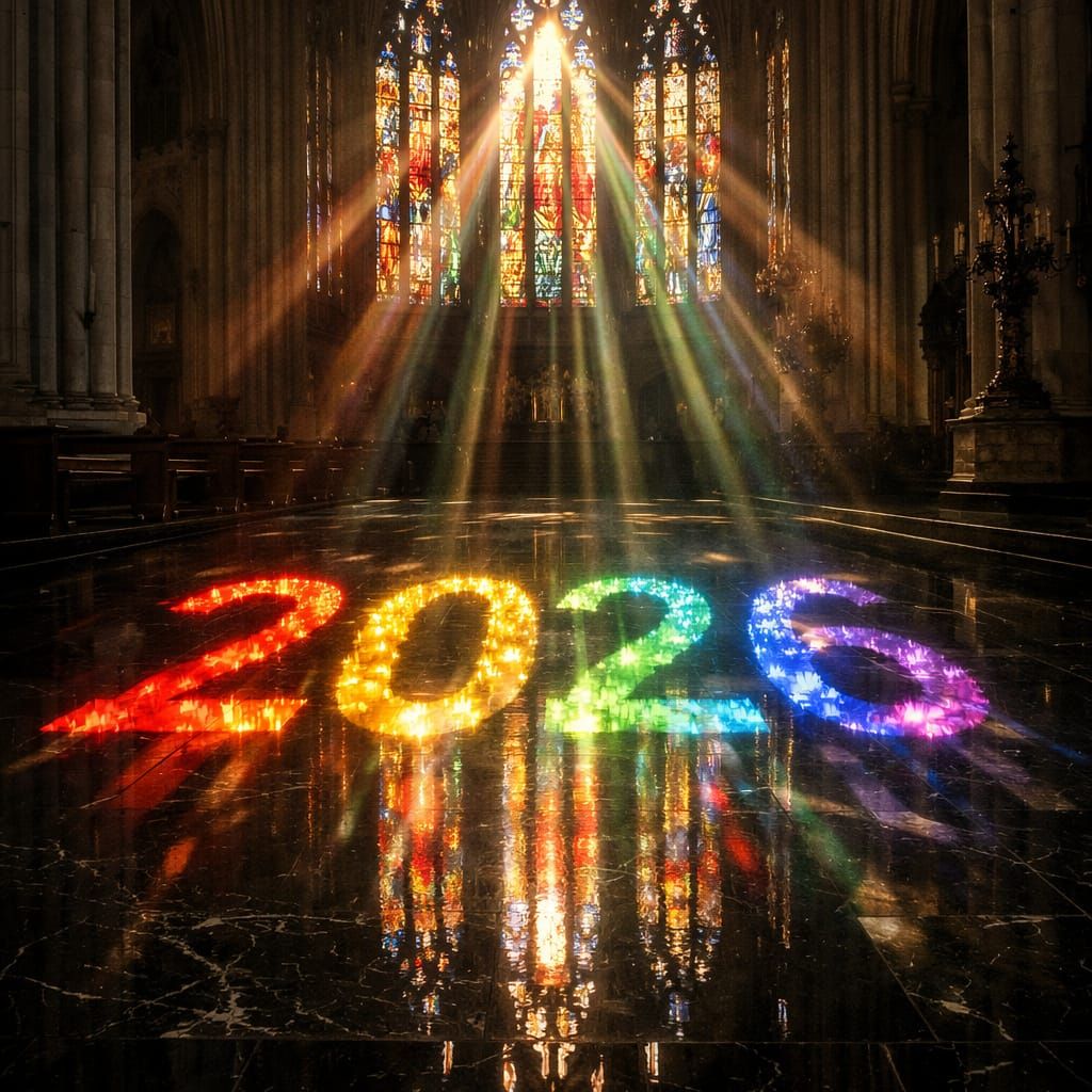 Sunlight Through Gothic Cathedral Stained Glass
