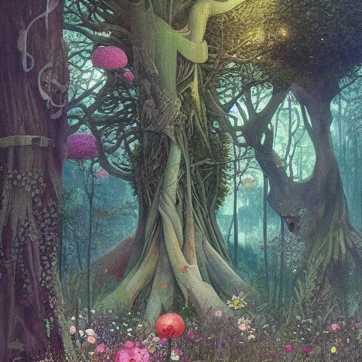 Fantasy Forest: Hyperrealistic Mixed Media Floral Masterpiec...