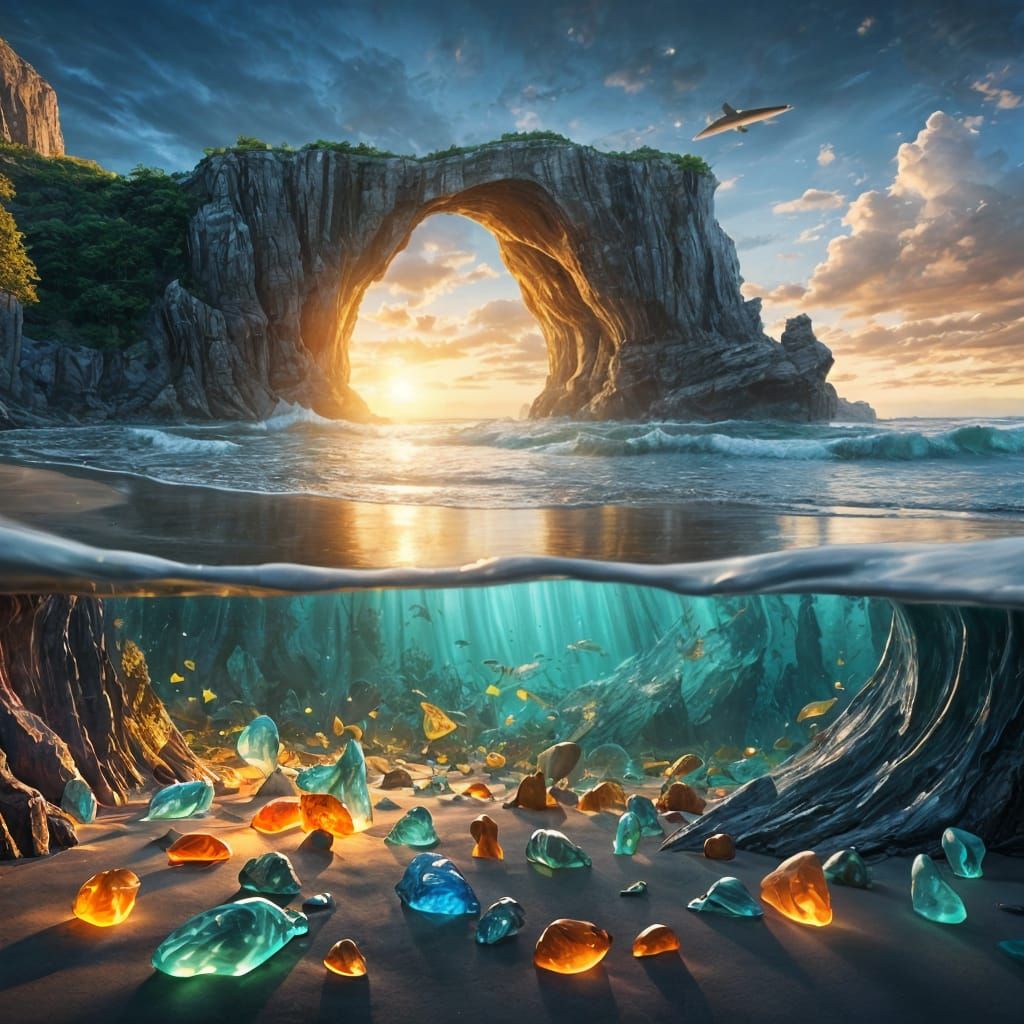 Living Sea Glass Sculptures on Enchanted Shoreline