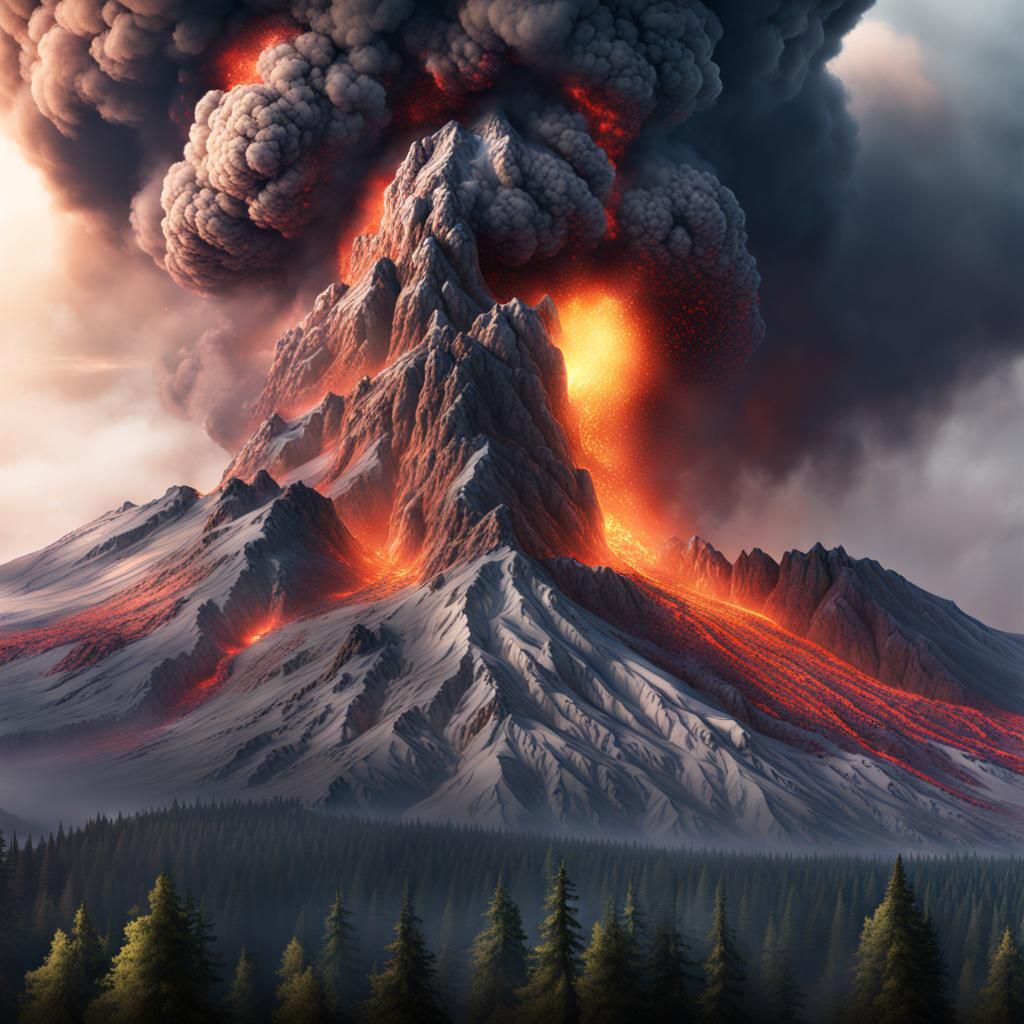 Mt. St. Helens Erupting: Fantastical Matte Painting