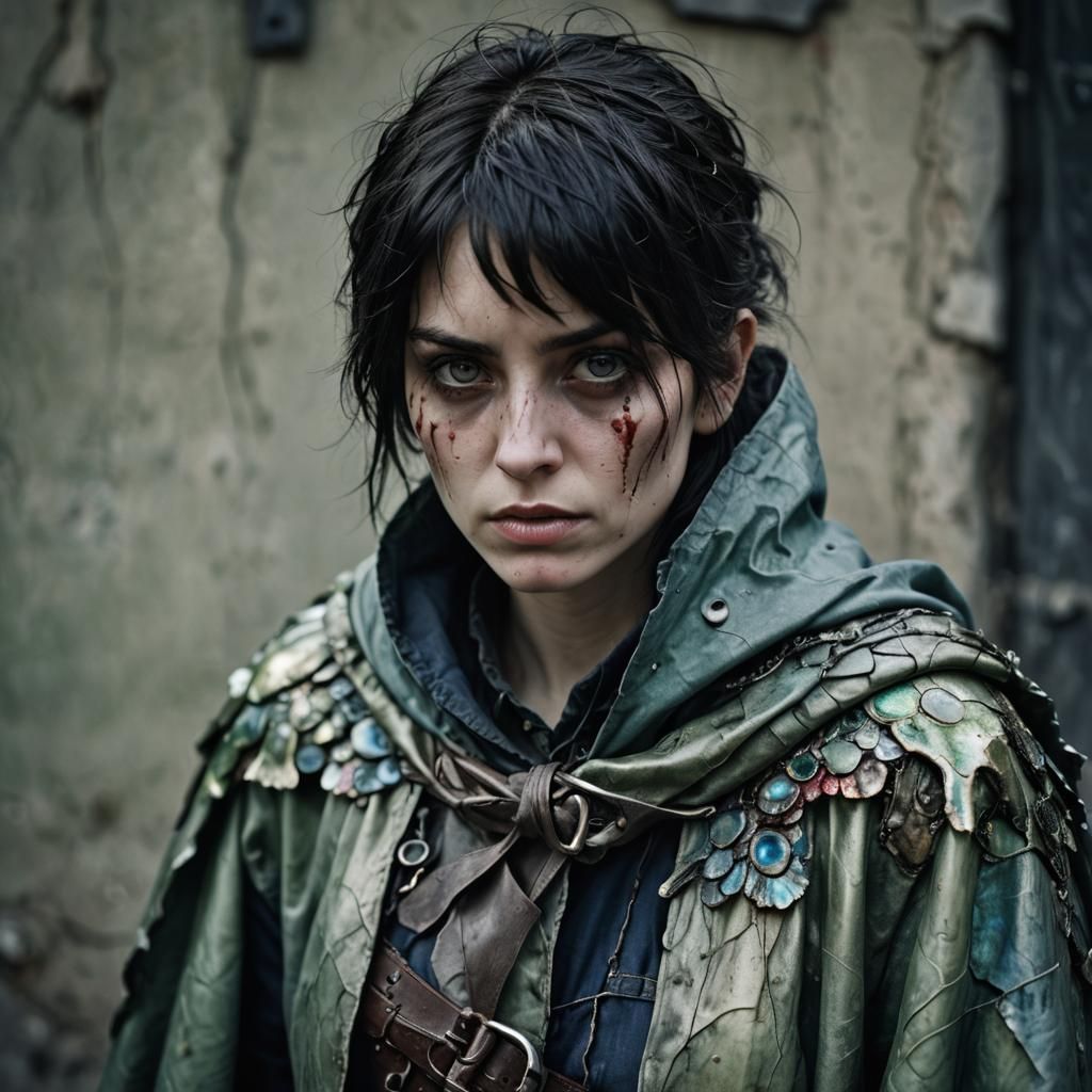 Monster Woman with Scaled Armor Portrait