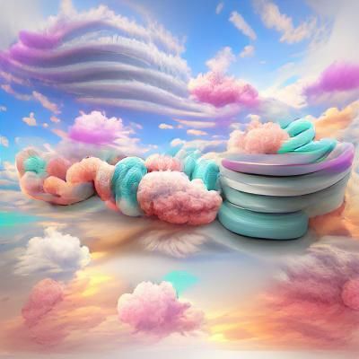 Pastel Curly Clouds: 3D Digital Illustration
