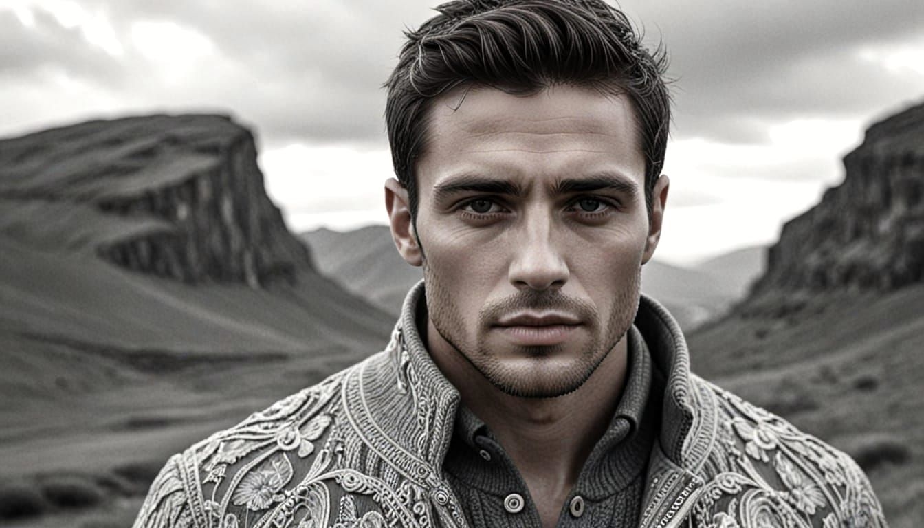 Hyperrealistic Portrait of a Dashing Gentleman in Monochrome...