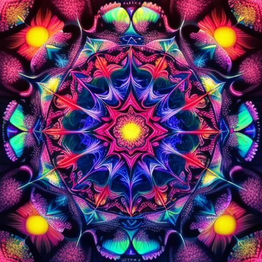 Kaleidoscopic Heart in Synthwave Style