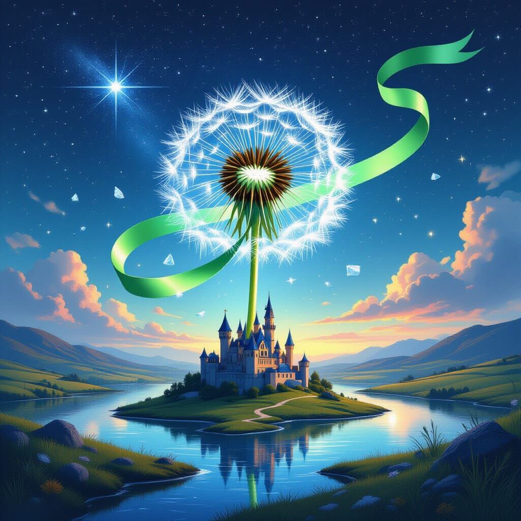 Miniature World in Starry Sky as Dreamlike Art