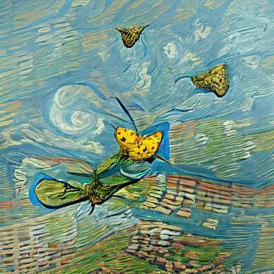 Butterfly in Flight: Van Gogh Style