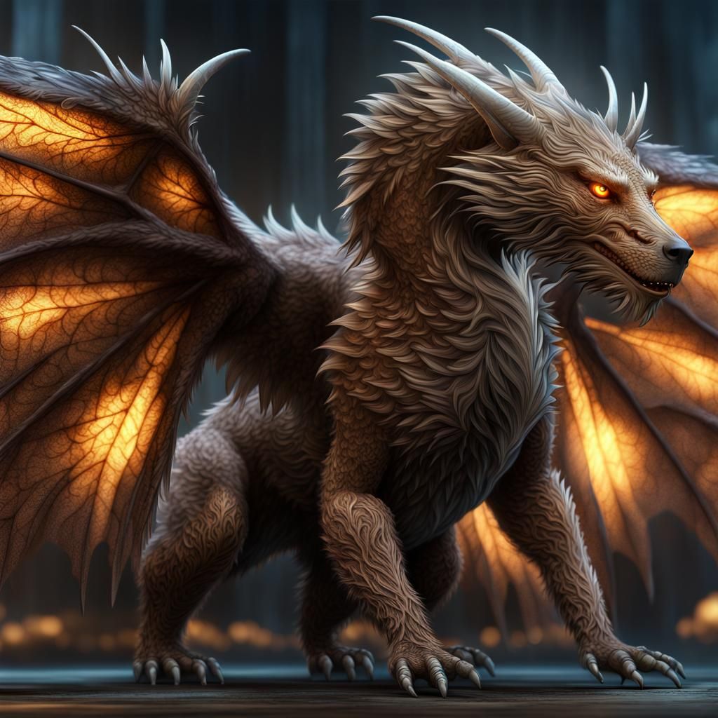 Winged Bear-Dragon Hybrid in Fantasycore Style