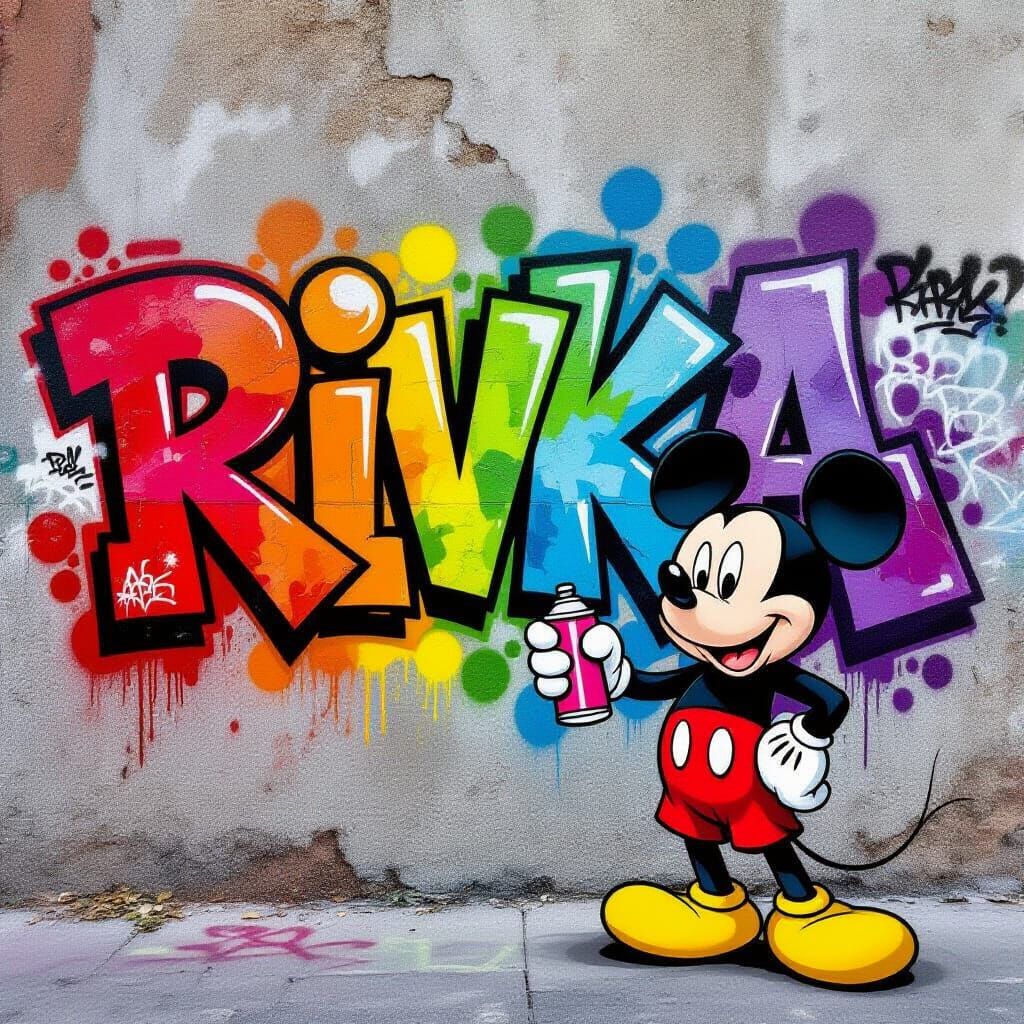 Mickey Mouse Graffiti Art with Rivka Name